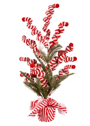 Candy Cane Artificial Potted Tree