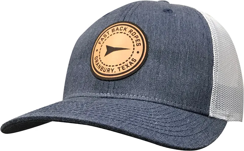 Cap #03RDG - Heather Navy / White / Round Leather Patch