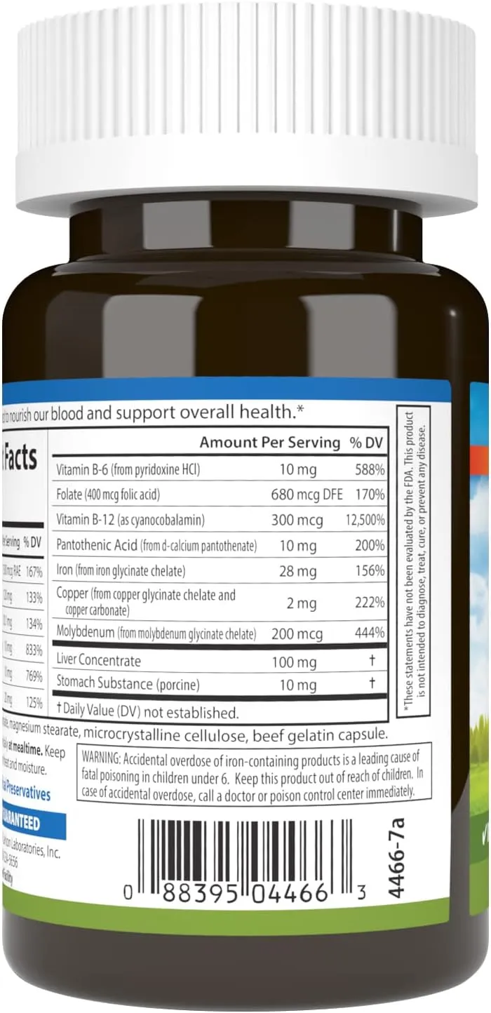 Carlson - Blood Nutrients, 28 mg Iron, Blood Development, Iron Absorption & Optimal Wellness, 40 Capsules