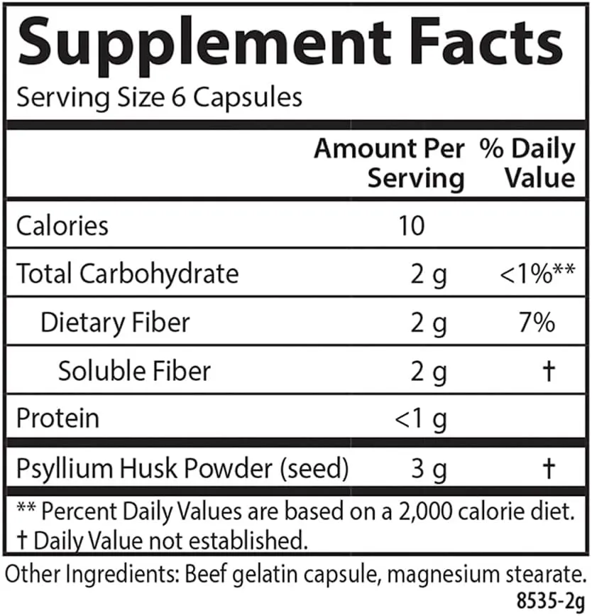 Carlson Labs Psyllium Food Supplement, 500mg, 300 Capsules