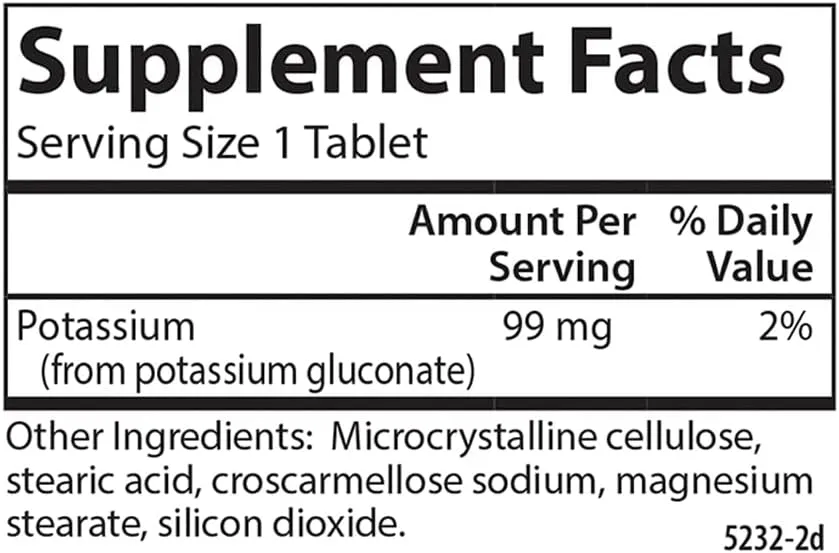 Carlson - Potassium, 99 mg, Promotes Nerve Health & Muscle Function, 250 Tablets