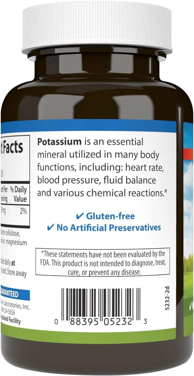 Carlson - Potassium, 99 mg, Promotes Nerve Health & Muscle Function, 250 Tablets