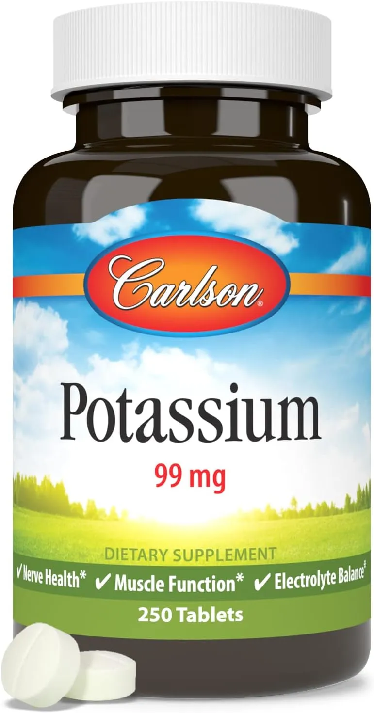 Carlson - Potassium, 99 mg, Promotes Nerve Health & Muscle Function, 250 Tablets