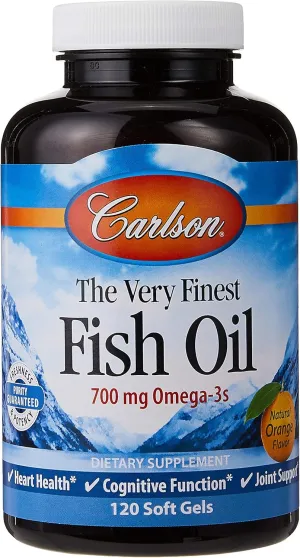 Carlson The Very Finest Fish Oil Orange 120   30 Softgels, 700 mg (May be Chewed)