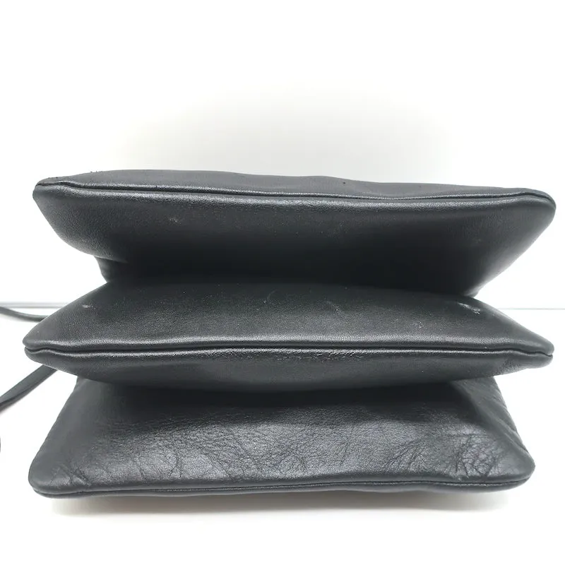 Celine Large Trio Crossbody Bag Black Leather