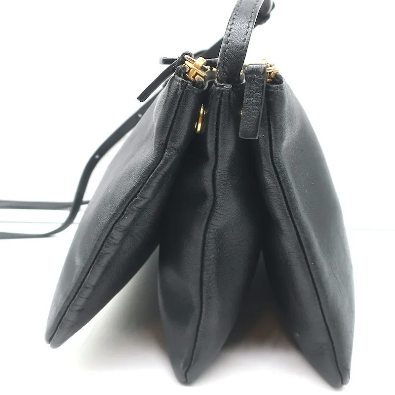 Celine Large Trio Crossbody Bag Black Leather