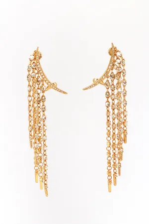Champagne Crescent Moon & Falling Stars Earrings