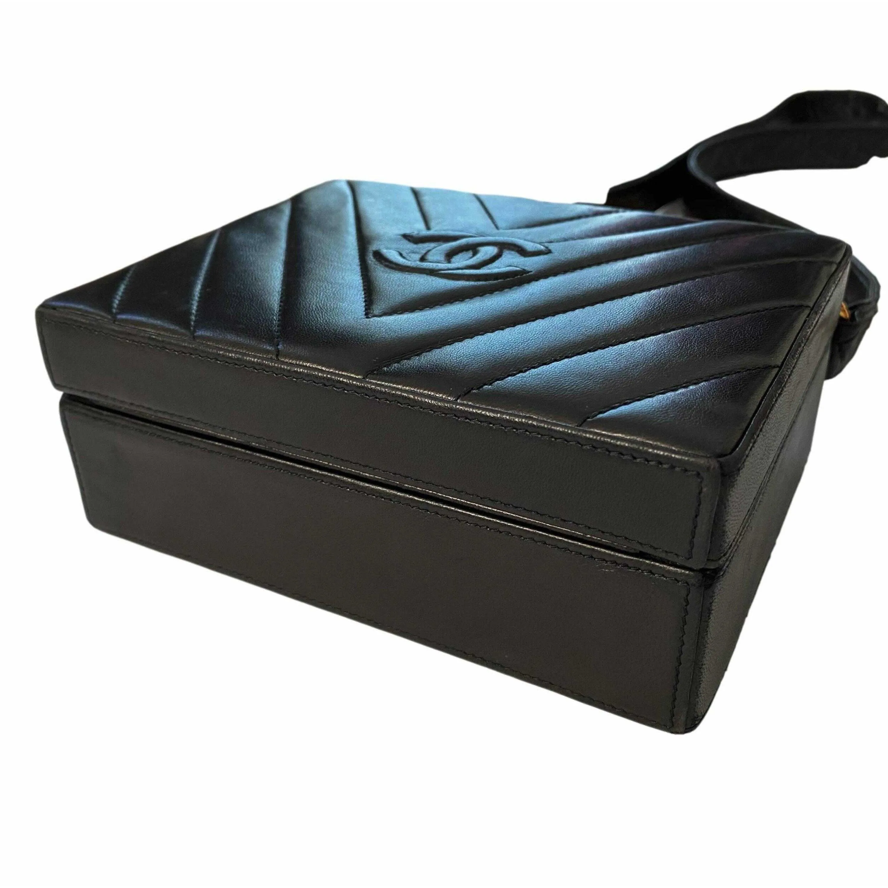 Chanel Black Chevron Box Bag
