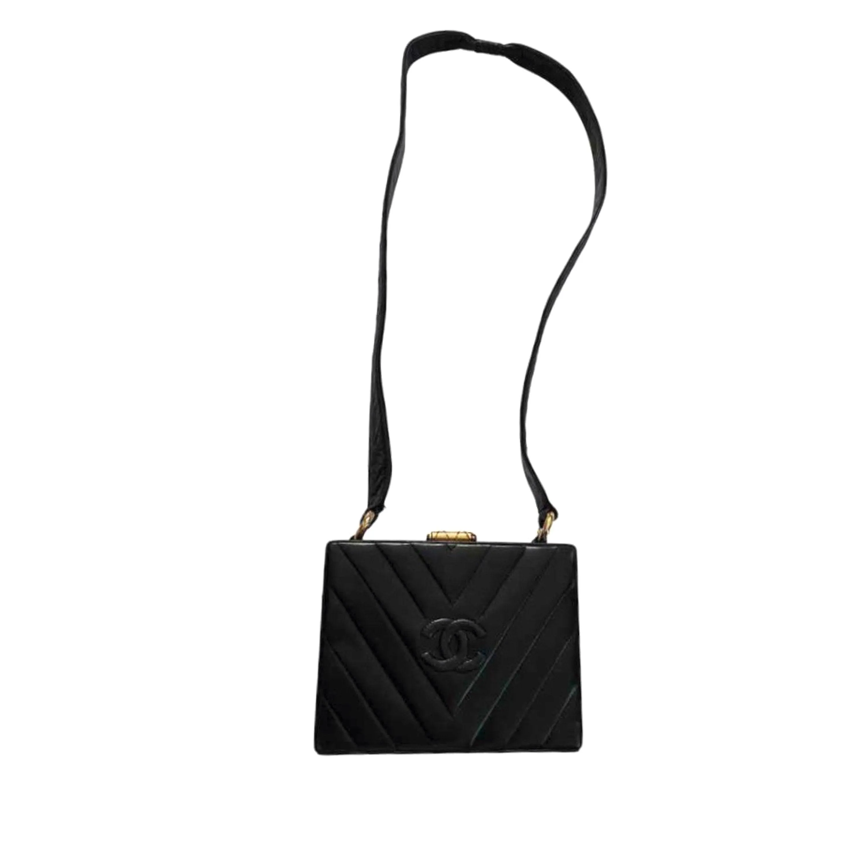Chanel Black Chevron Box Bag