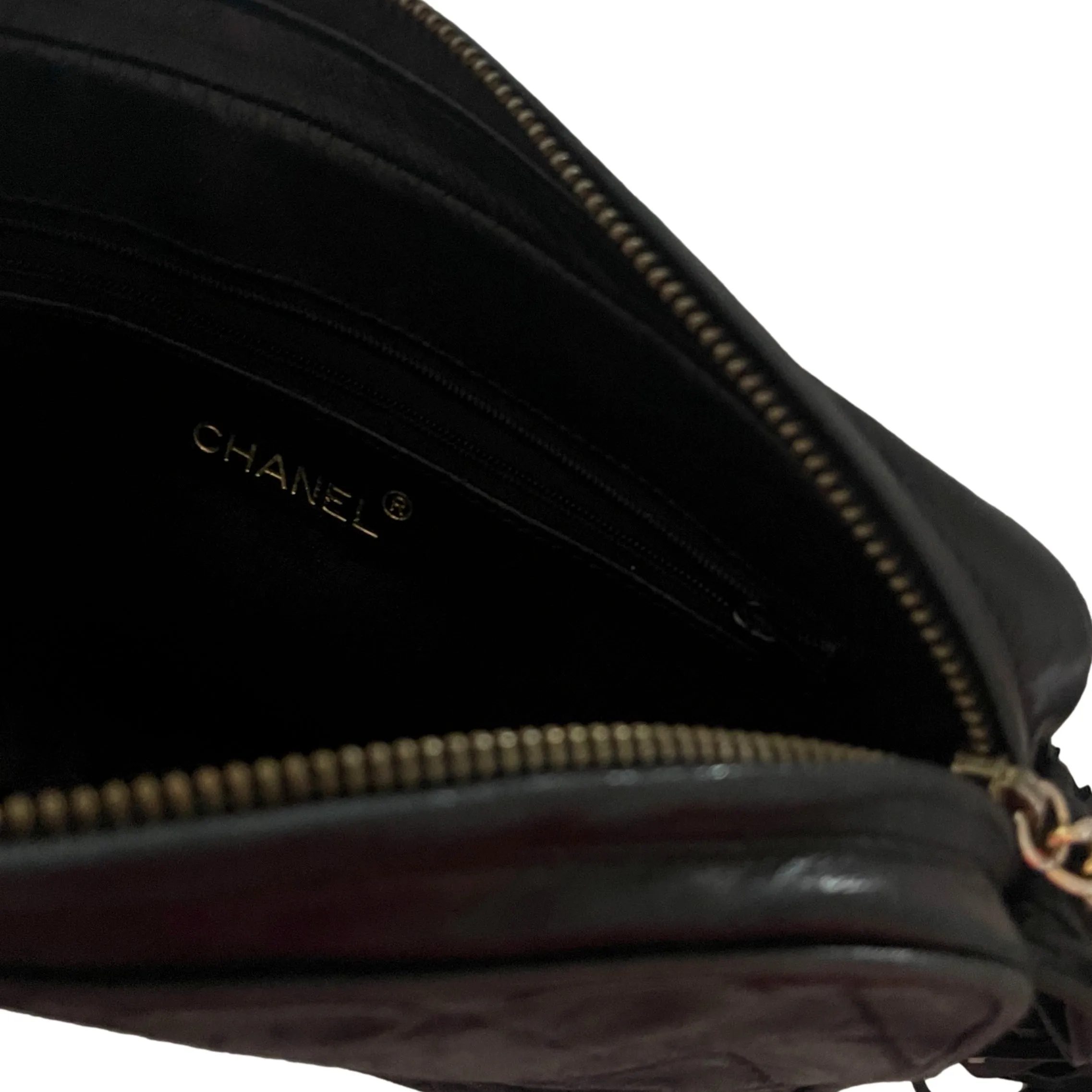 Chanel Black Lambskin Leather Tassel Bag