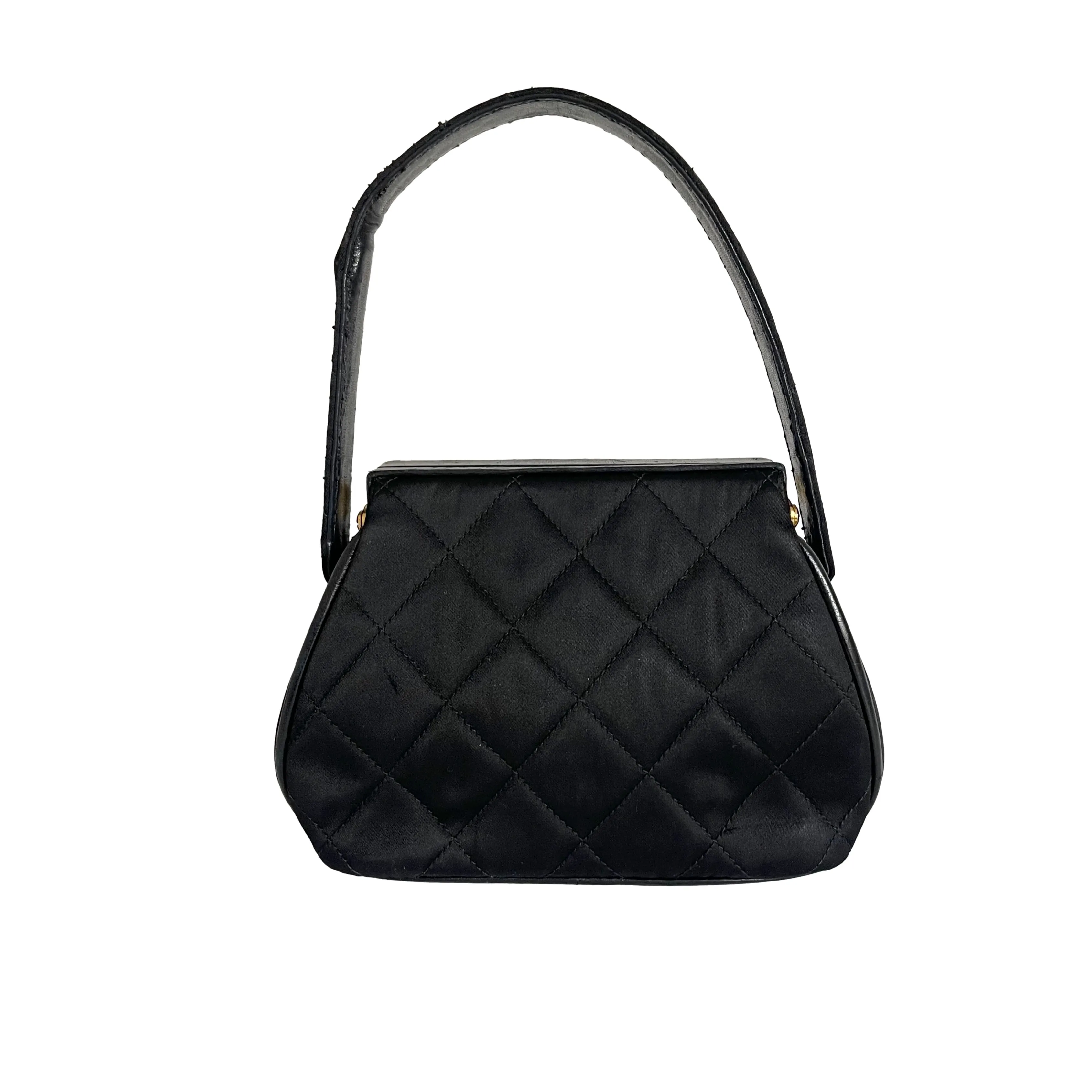 Chanel Black Satin Top Handle Bag