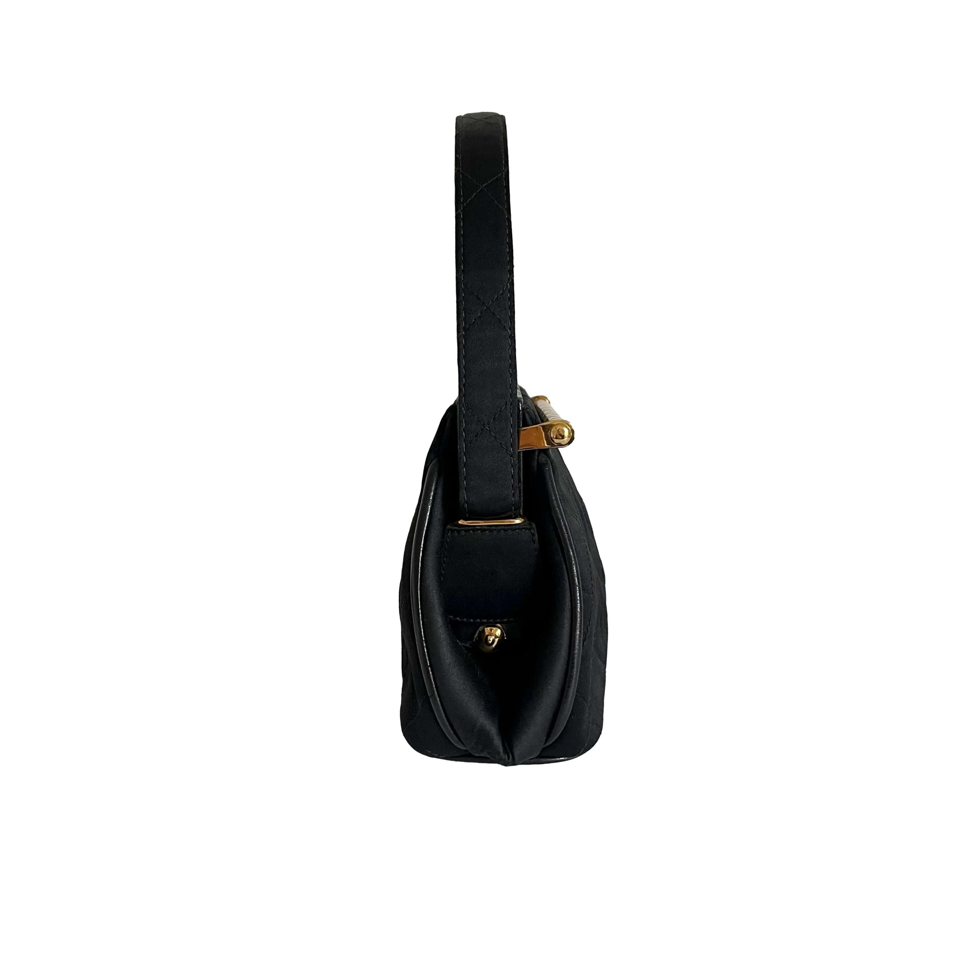 Chanel Black Satin Top Handle Bag