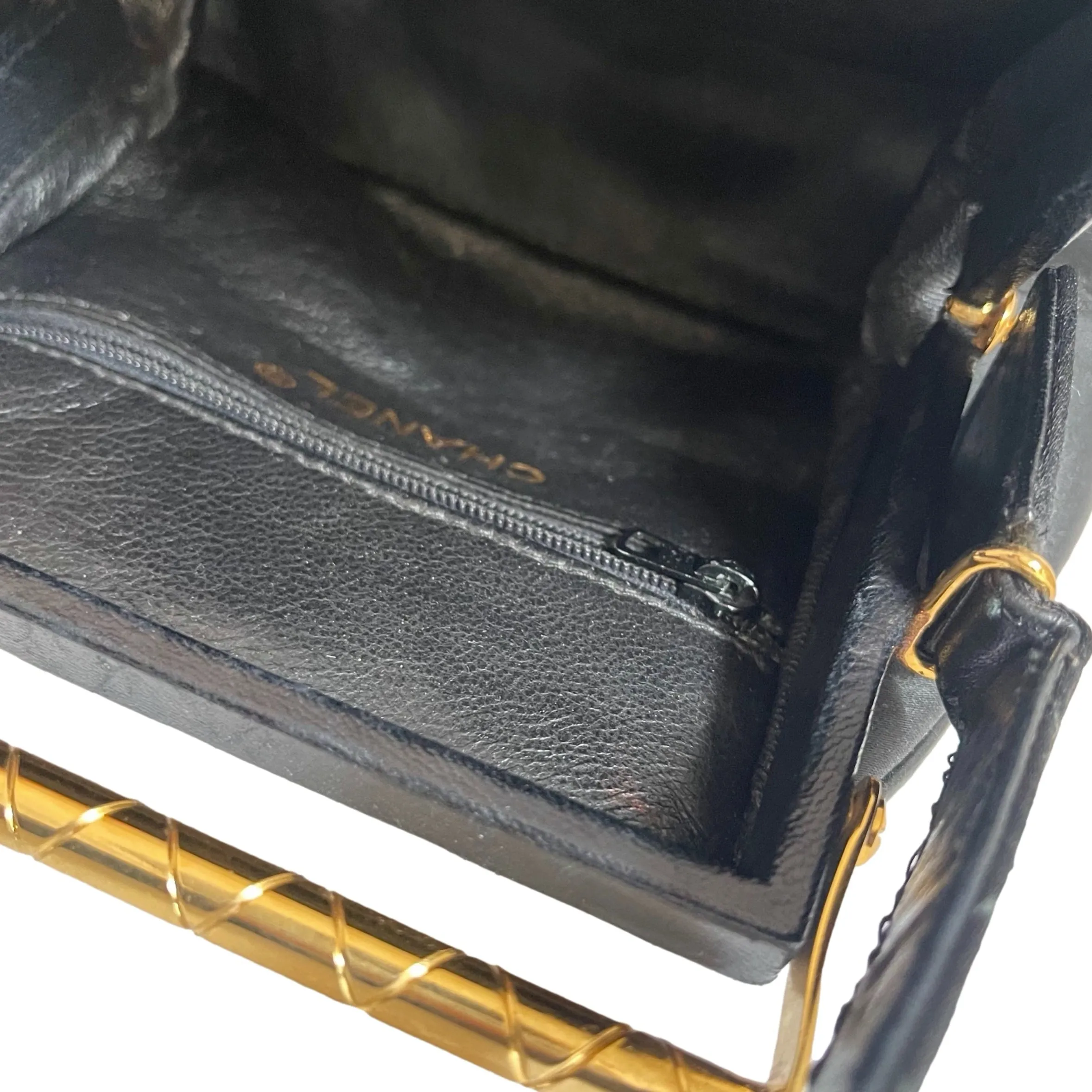 Chanel Black Satin Top Handle Bag