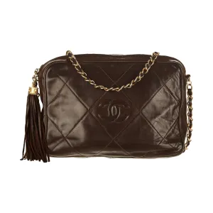 Chanel Brown Logo Tassel Shoulder Bag