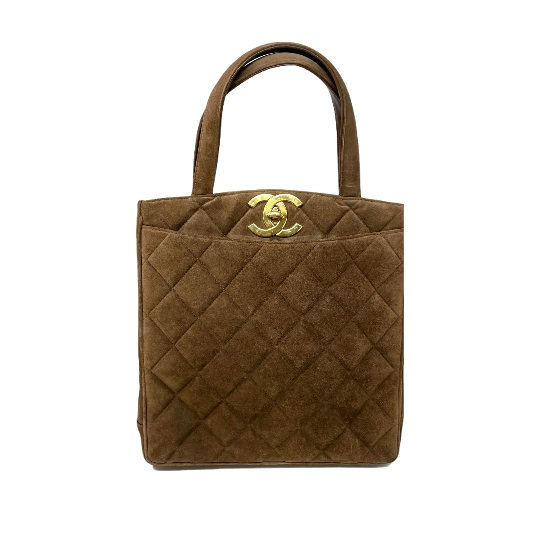 Chanel Brown Suede Logo Shoulder Bag