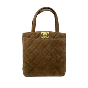 Chanel Brown Suede Logo Shoulder Bag