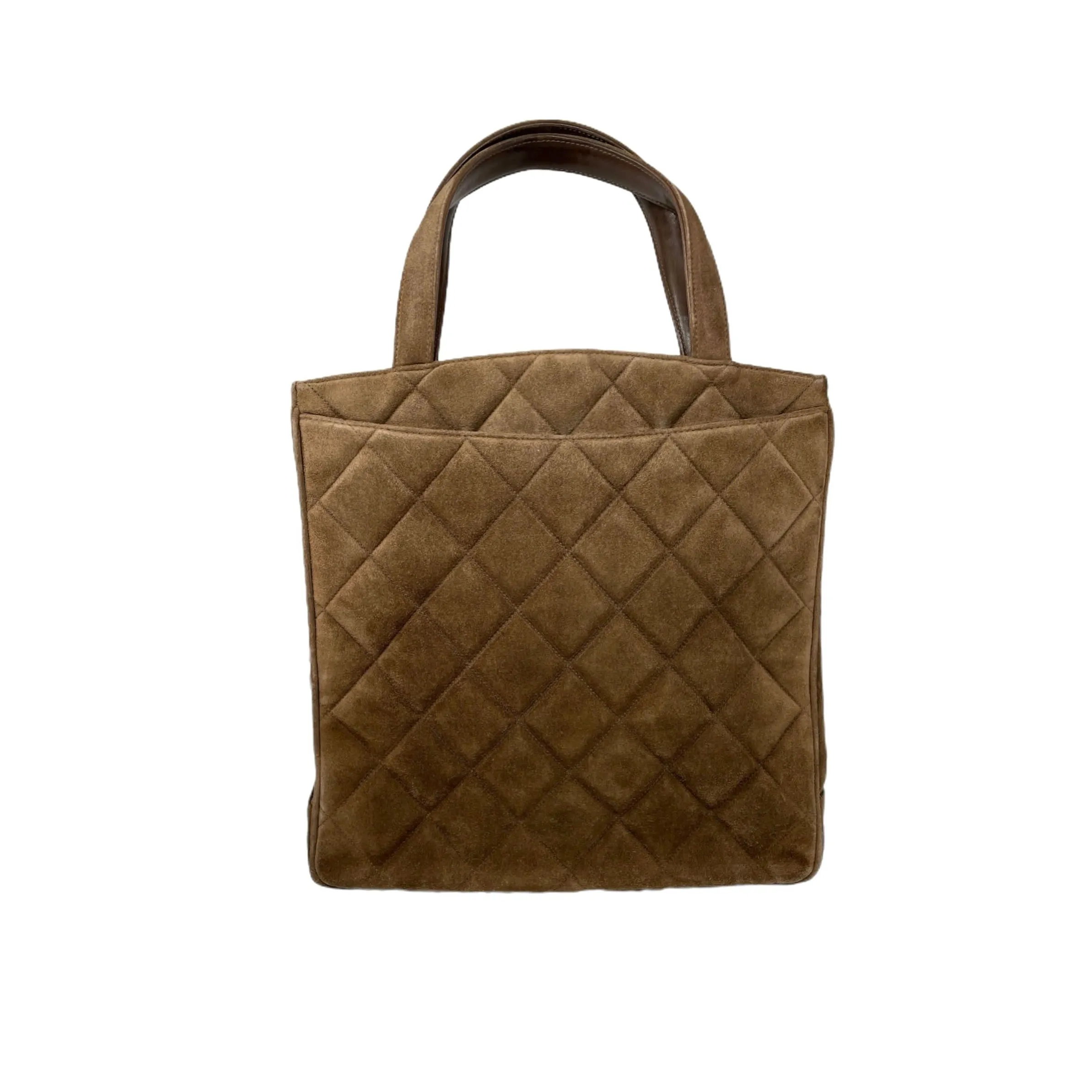 Chanel Brown Suede Logo Shoulder Bag