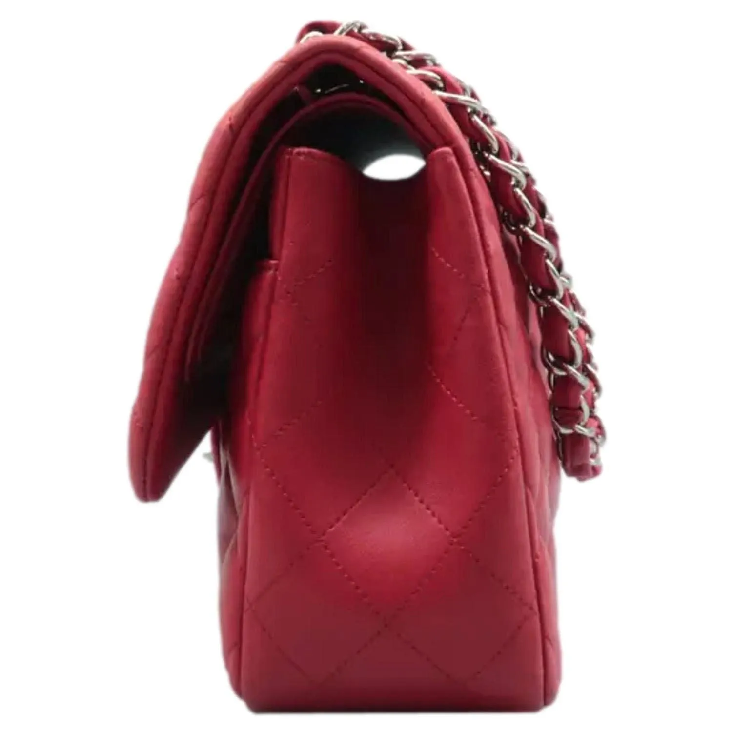 CHANEL Jumbo Classic Double Flap Quilted Leather Shoulder Bag Red