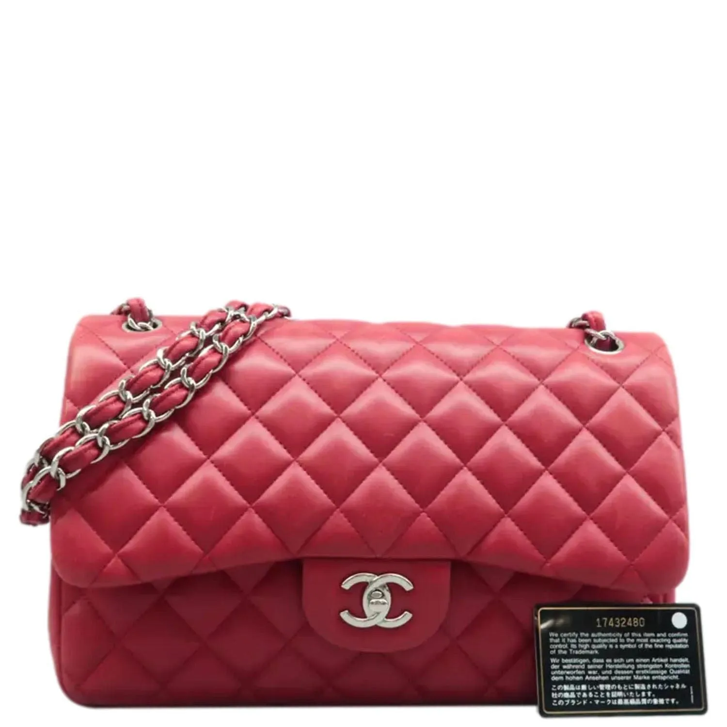 CHANEL Jumbo Classic Double Flap Quilted Leather Shoulder Bag Red