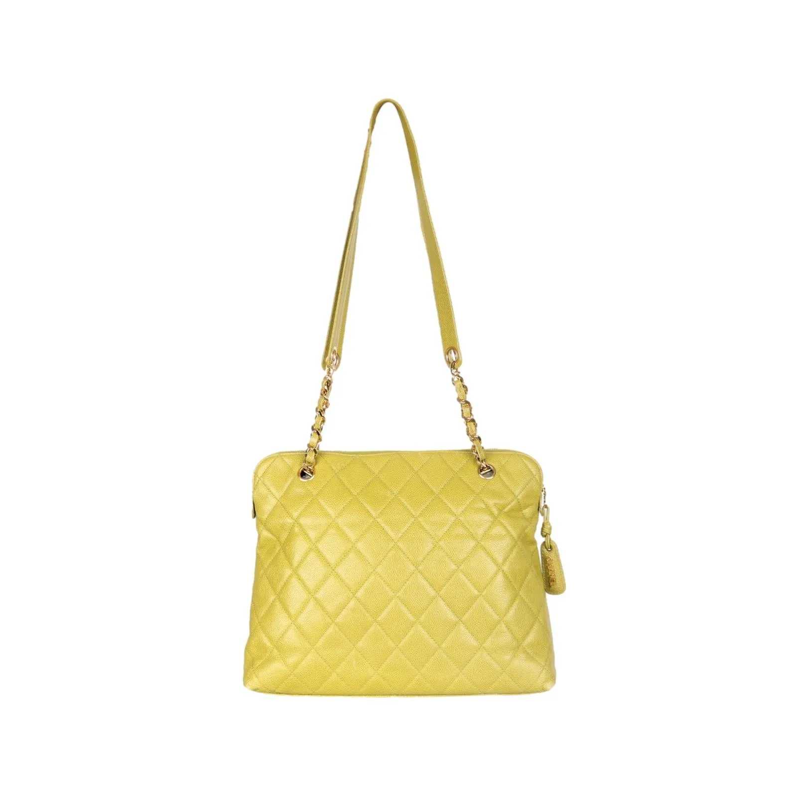 Chanel Lime Green Caviar Oversized Shoulder Bag
