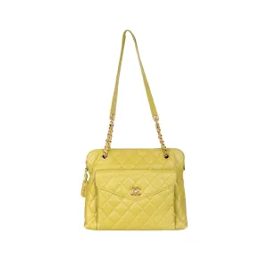 Chanel Lime Green Caviar Oversized Shoulder Bag