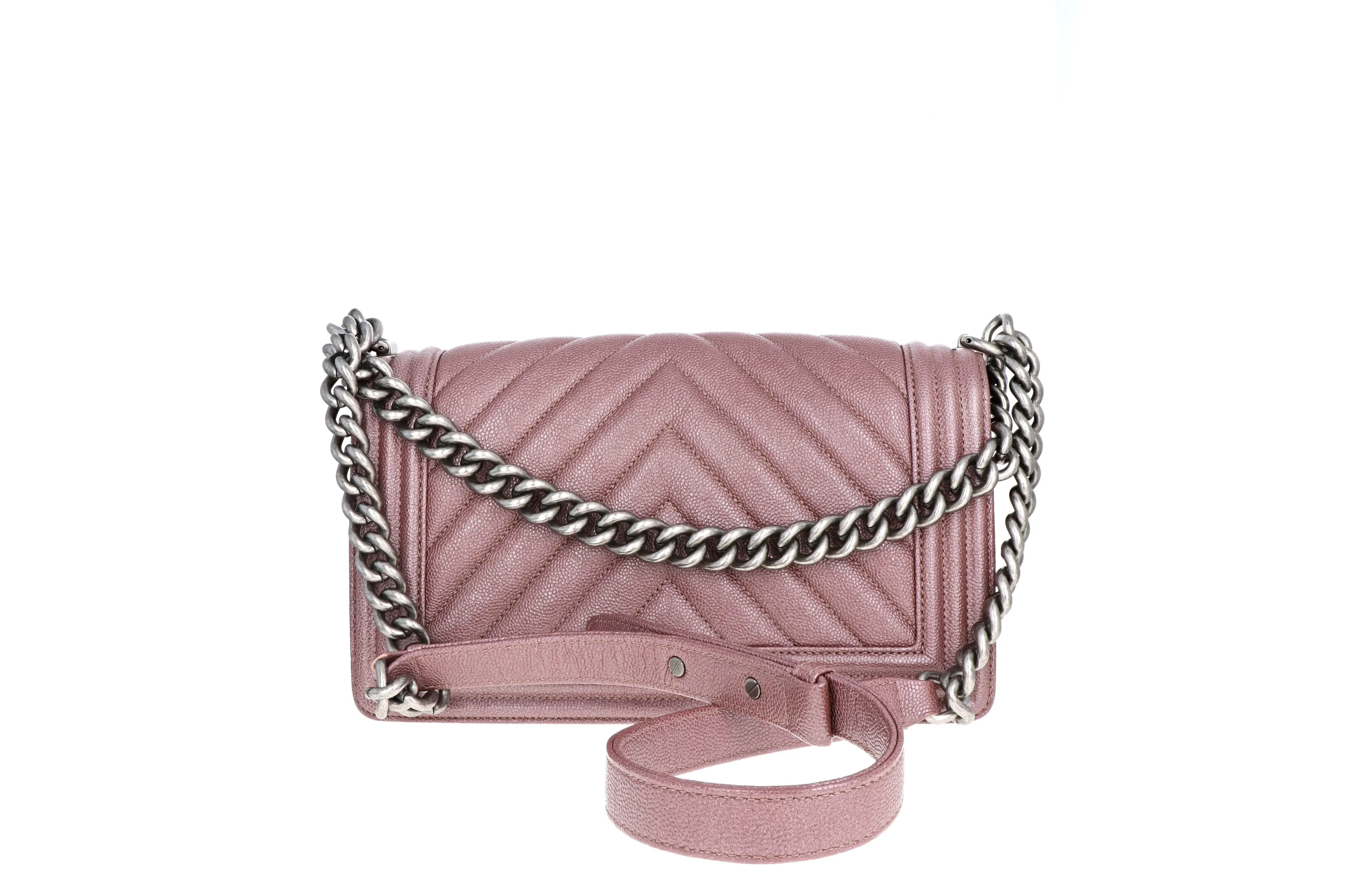 Chanel Medium Caviar Leather Chevron Boy Bag