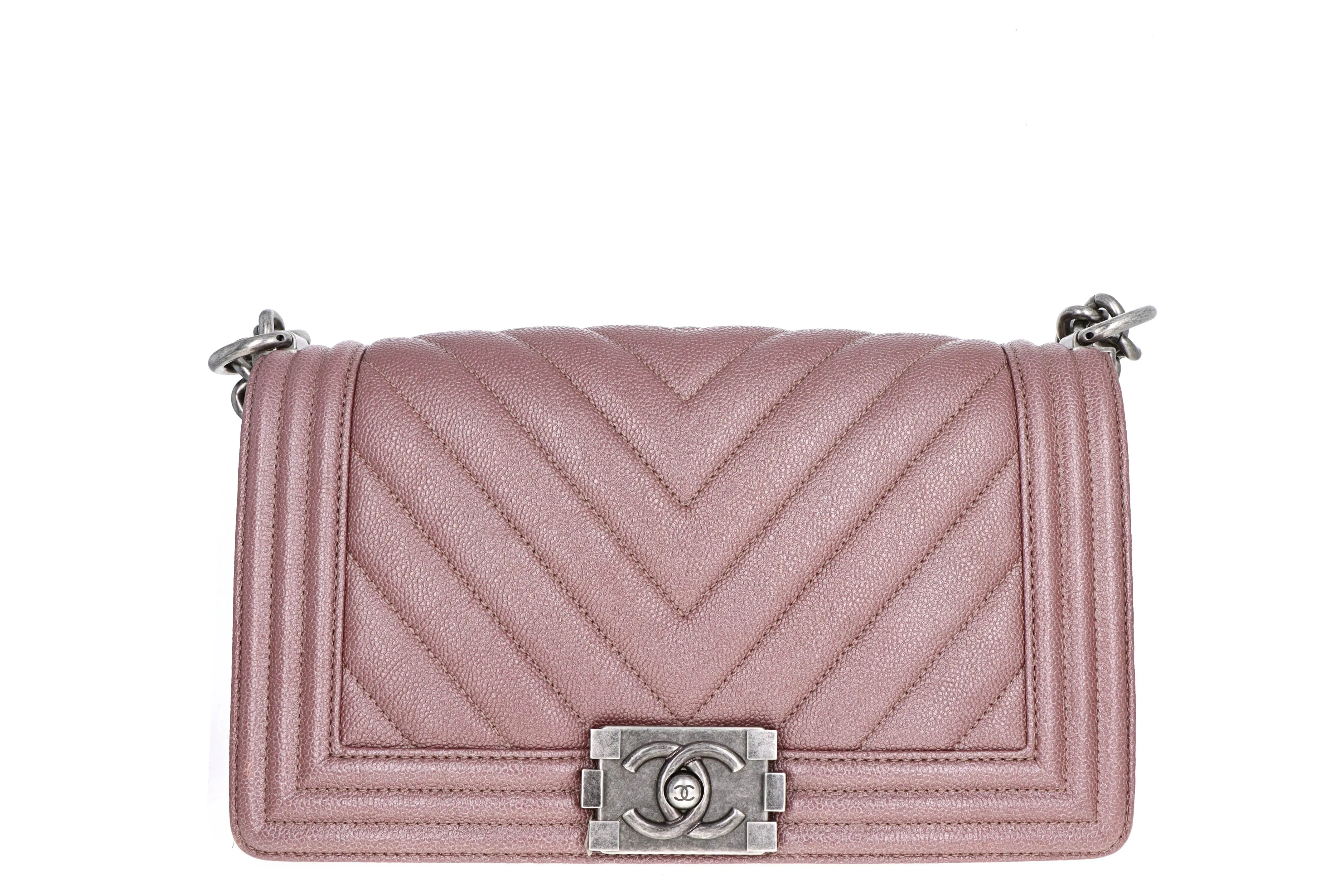 Chanel Medium Caviar Leather Chevron Boy Bag