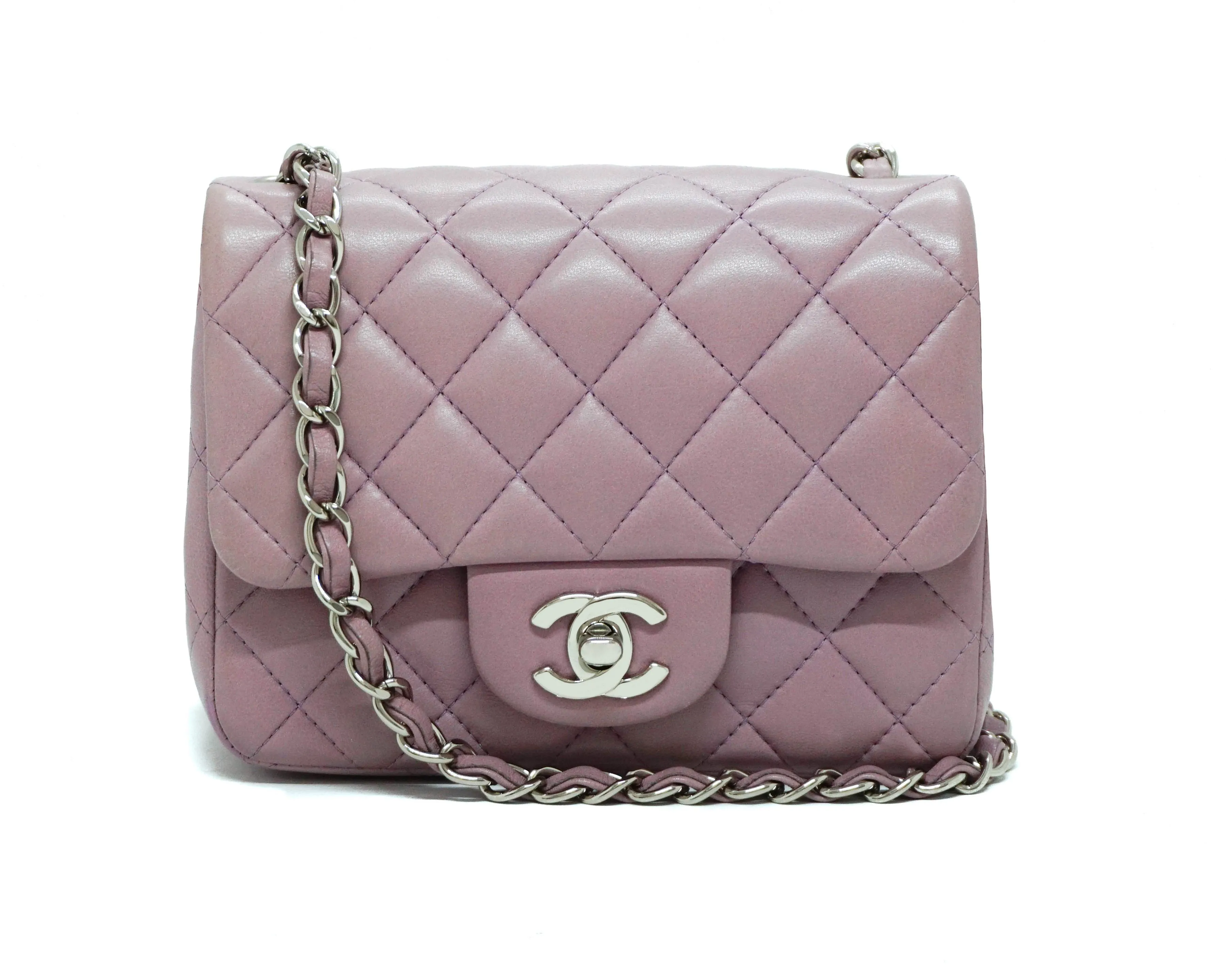 Chanel Rare Lavender Purple Lambskin Square Mini Flap