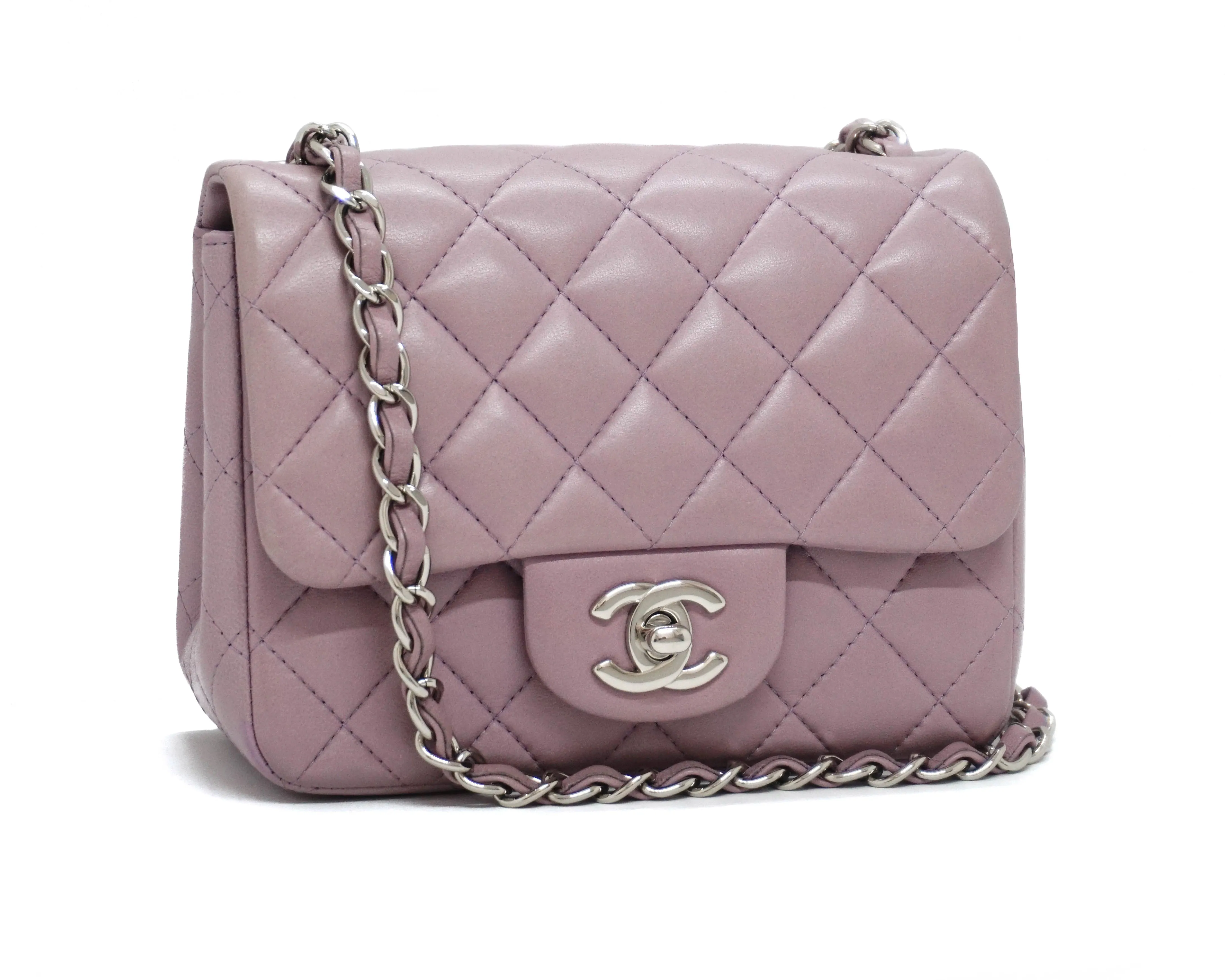 Chanel Rare Lavender Purple Lambskin Square Mini Flap