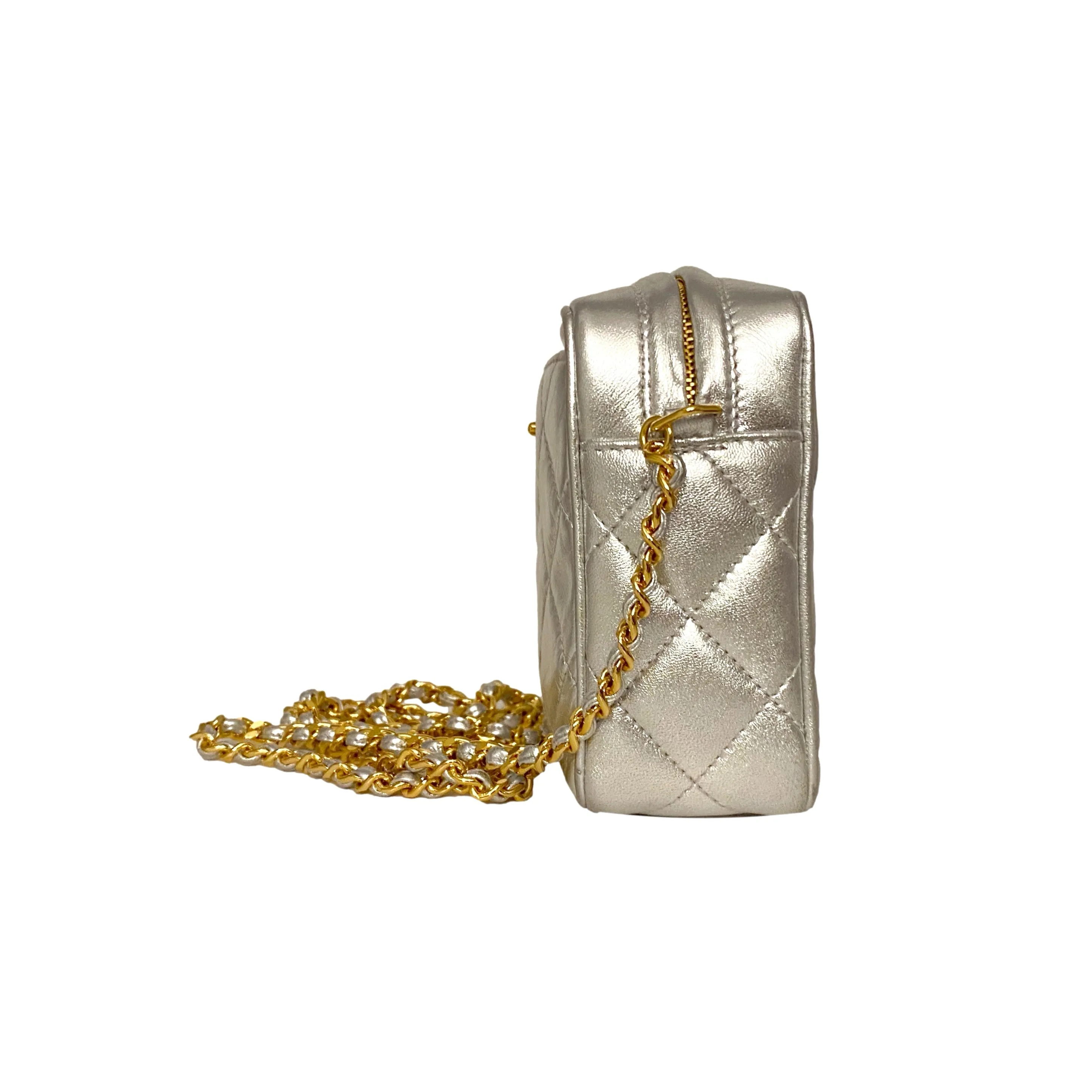 Chanel Silver Mini Chain Bag