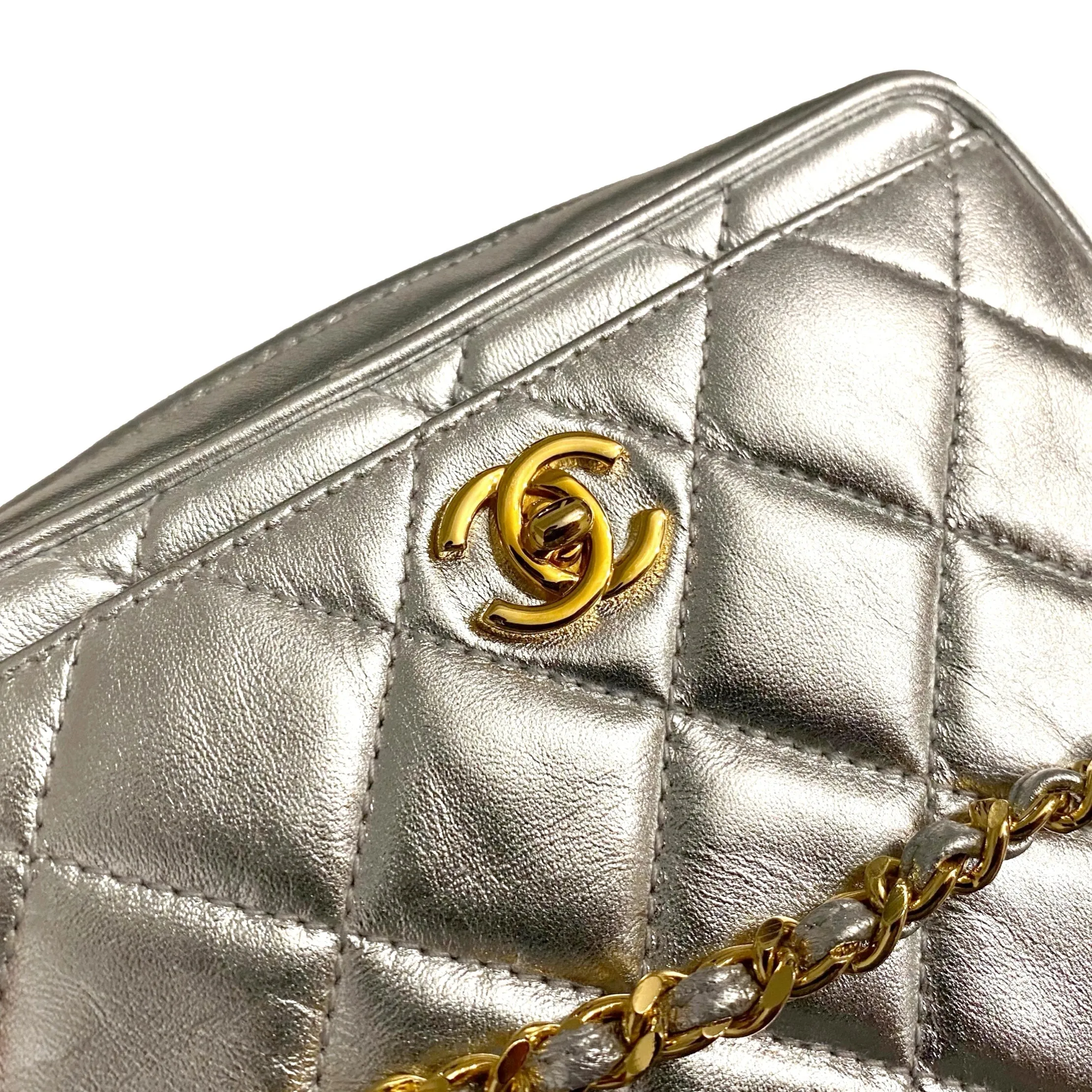 Chanel Silver Mini Chain Bag