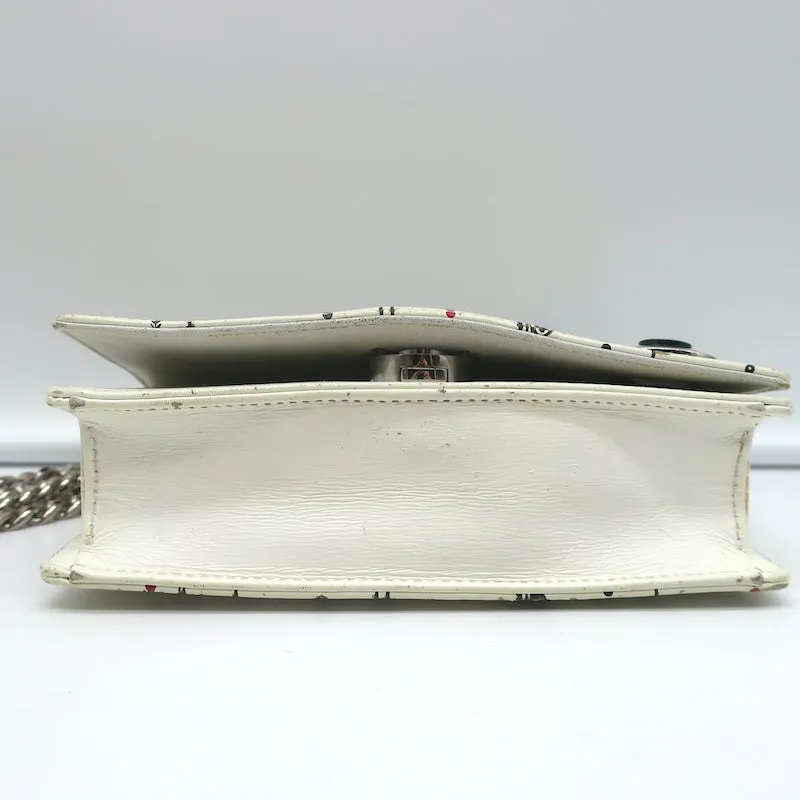 Christian Dior Mini Diorama Bag Cream Floral Print Leather Chain Strap Crossbody