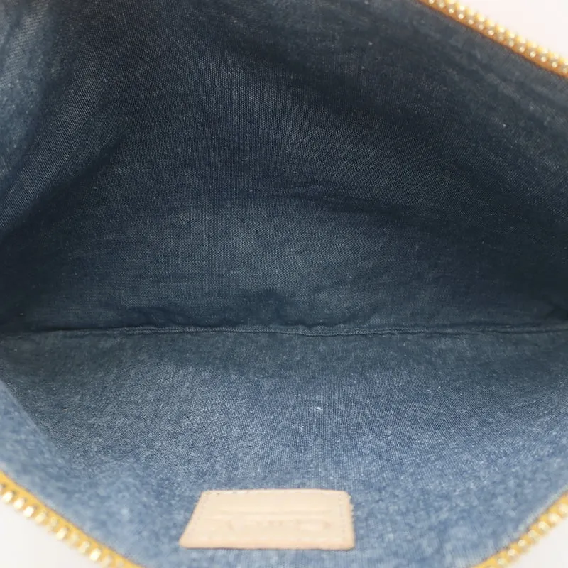 Clare V. Crocodile-Embossed Large Clutch Bag Light Pink Leather NEW