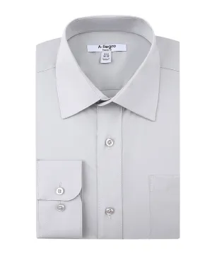 Classic Regular Fit Cotton Convertible Cuff Dress Shirt Gray R-S100