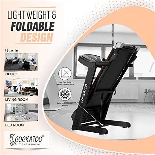 Cockatoo CTM-03 2 HP ( 4 HP Peak) DC-Motorised Treadmill ( Max Speed: 1-14 km/hr , Max Weight: 110 Kg ) with Free Installation Assistance and Fat Measure & Other Features