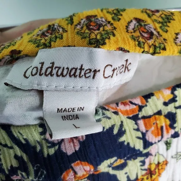 Coldwater Creek Women's Floral Prairie Boho Patchwork Maxi Skirt Size Large
