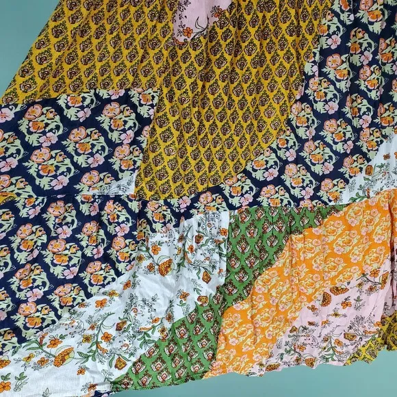 Coldwater Creek Women's Floral Prairie Boho Patchwork Maxi Skirt Size Large