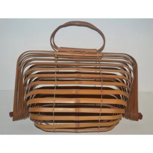 Collapsible Natural Bamboo Tote Purse - 1940's
