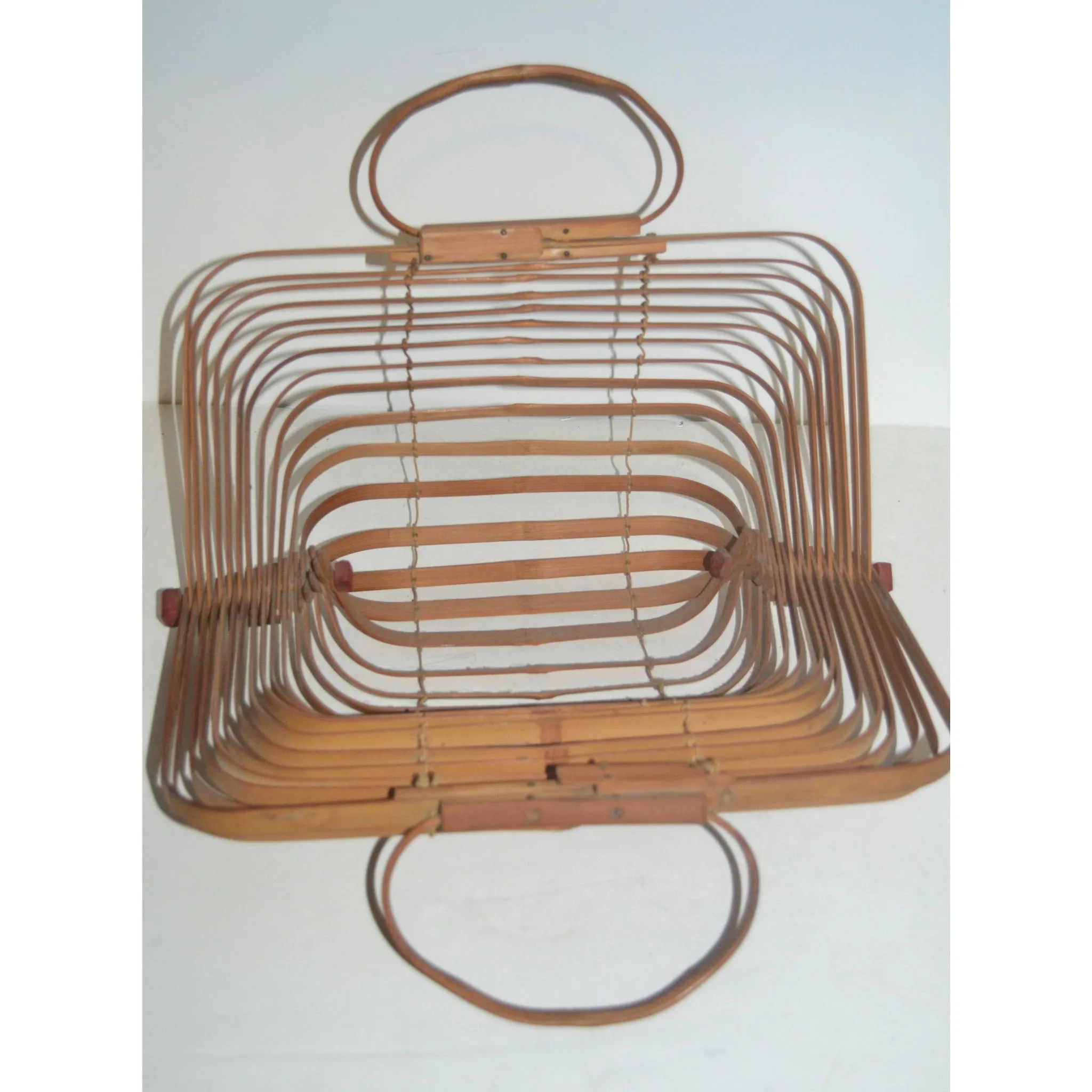 Collapsible Natural Bamboo Tote Purse - 1940's