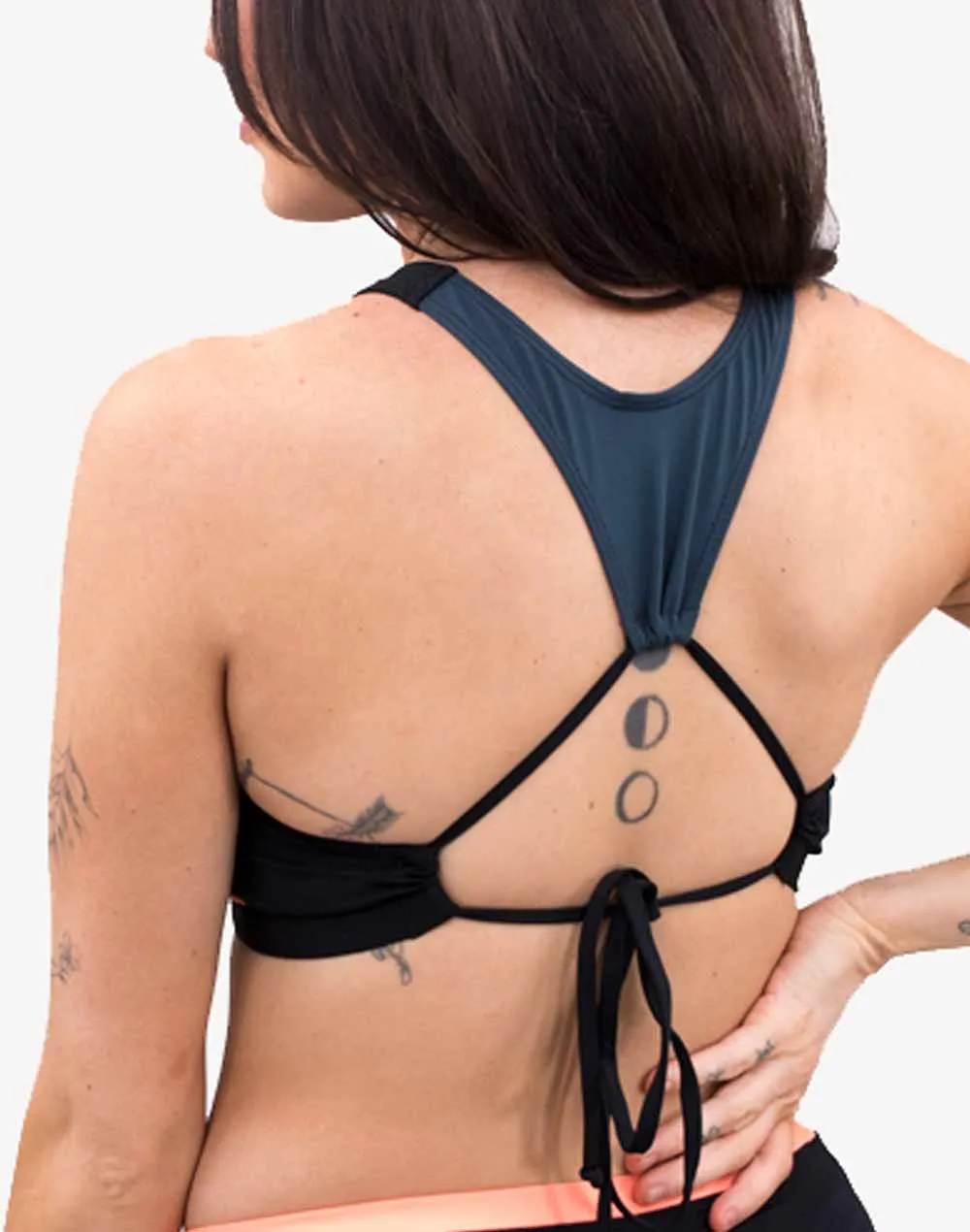 Colourblock Polyester High Neck Bikini Top
