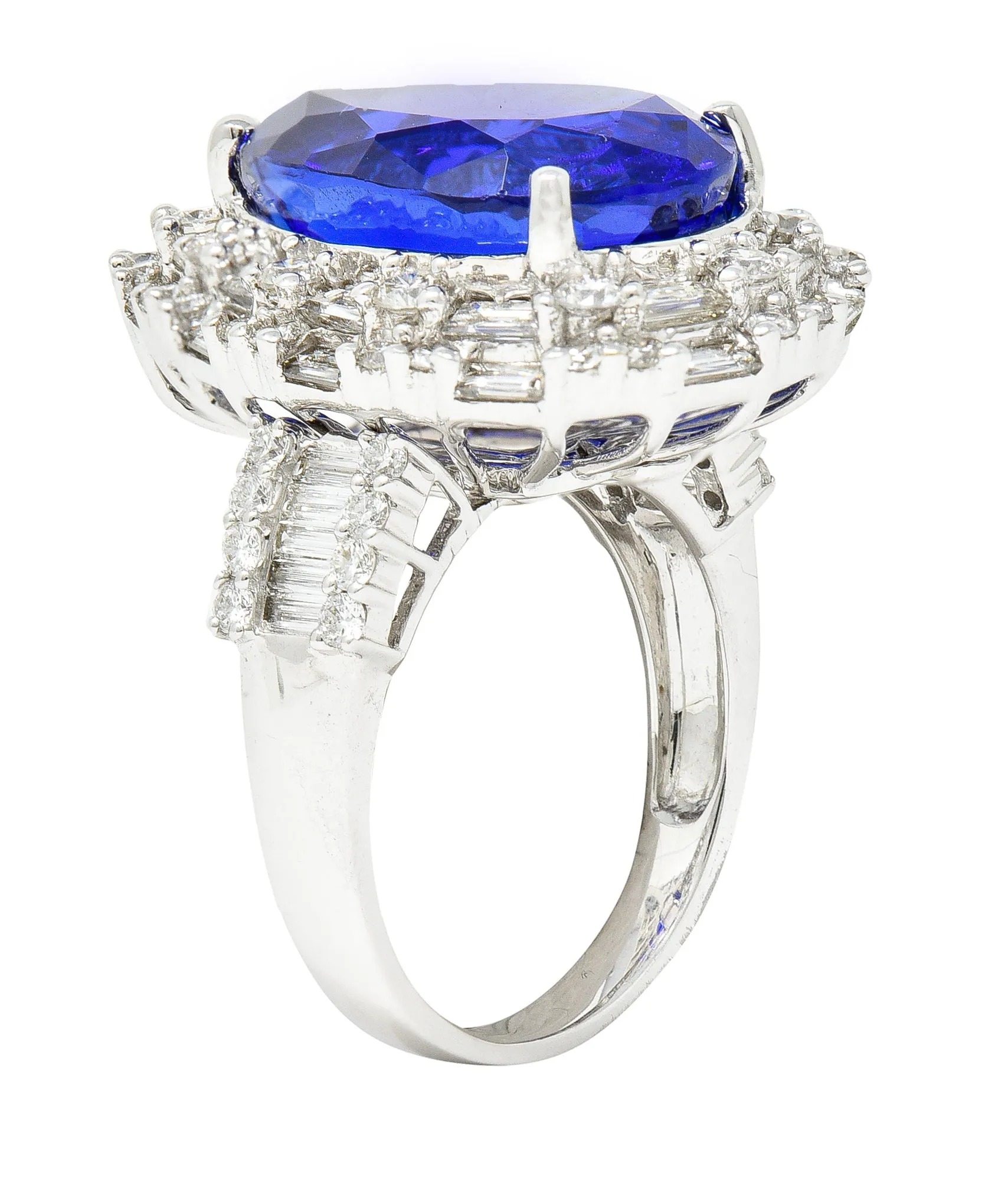 Contemporary 14.22 CTW Pear Cut Tanzanite Diamond 18 Karat White Gold Convertible Pendant Ring