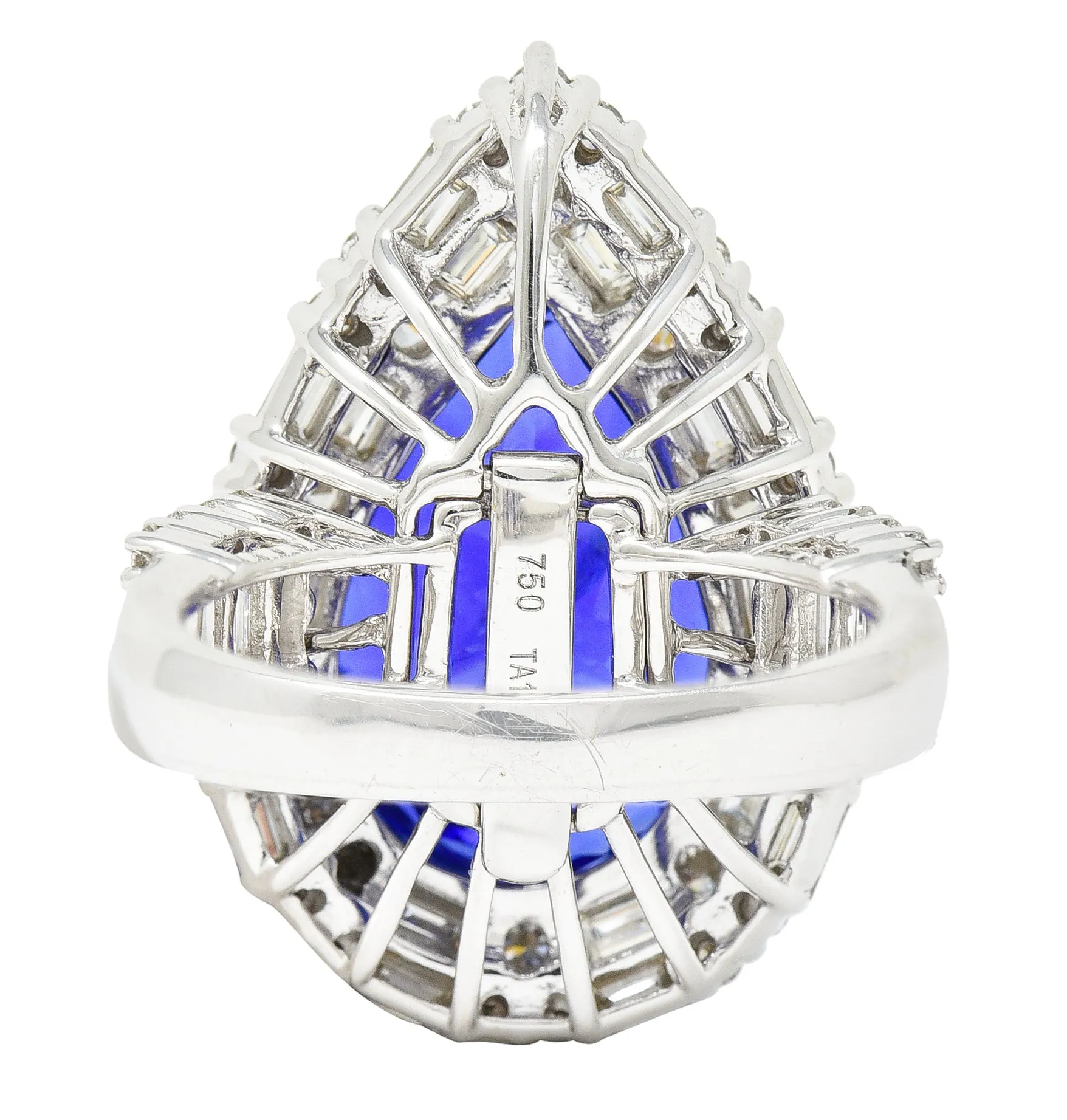 Contemporary 14.22 CTW Pear Cut Tanzanite Diamond 18 Karat White Gold Convertible Pendant Ring