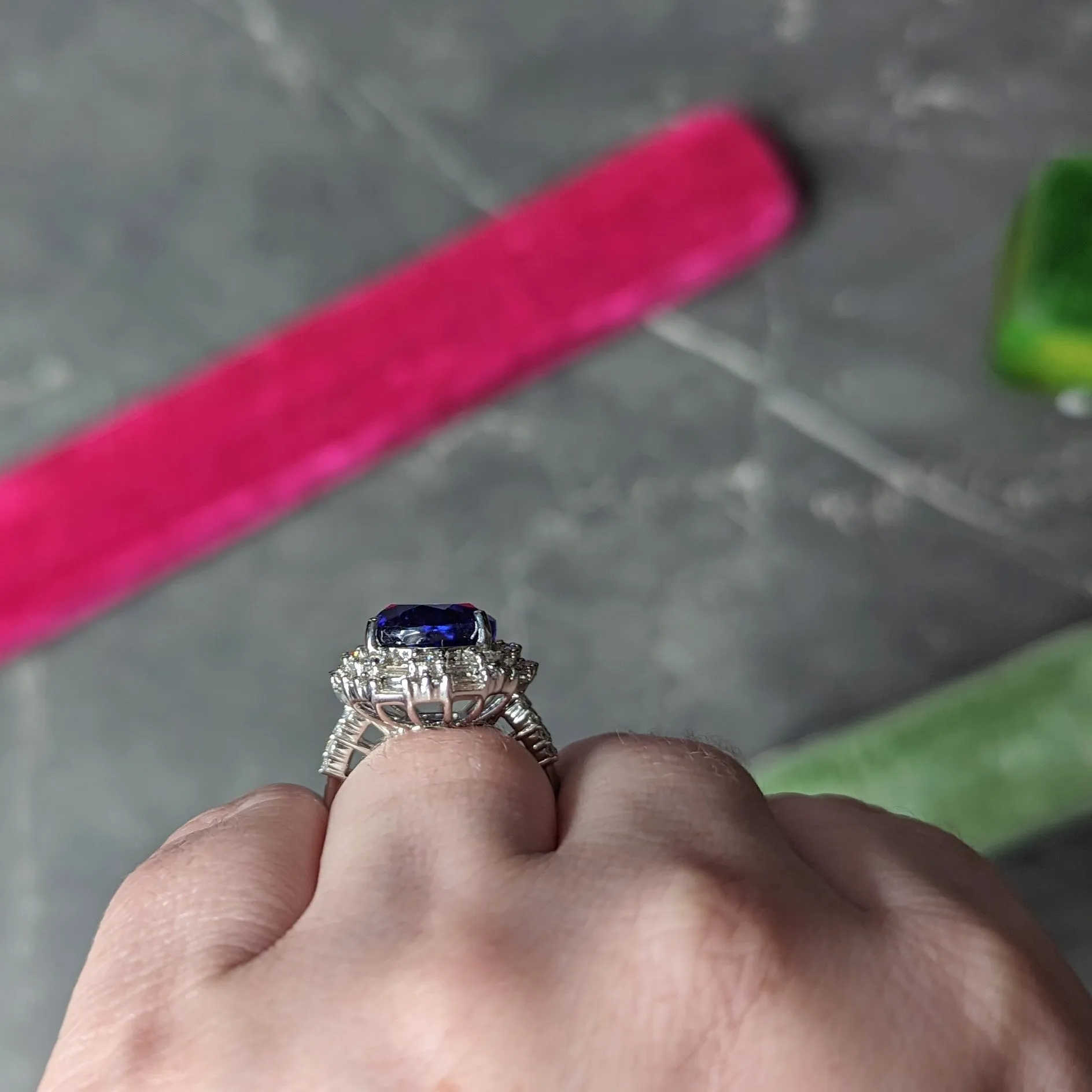 Contemporary 14.22 CTW Pear Cut Tanzanite Diamond 18 Karat White Gold Convertible Pendant Ring