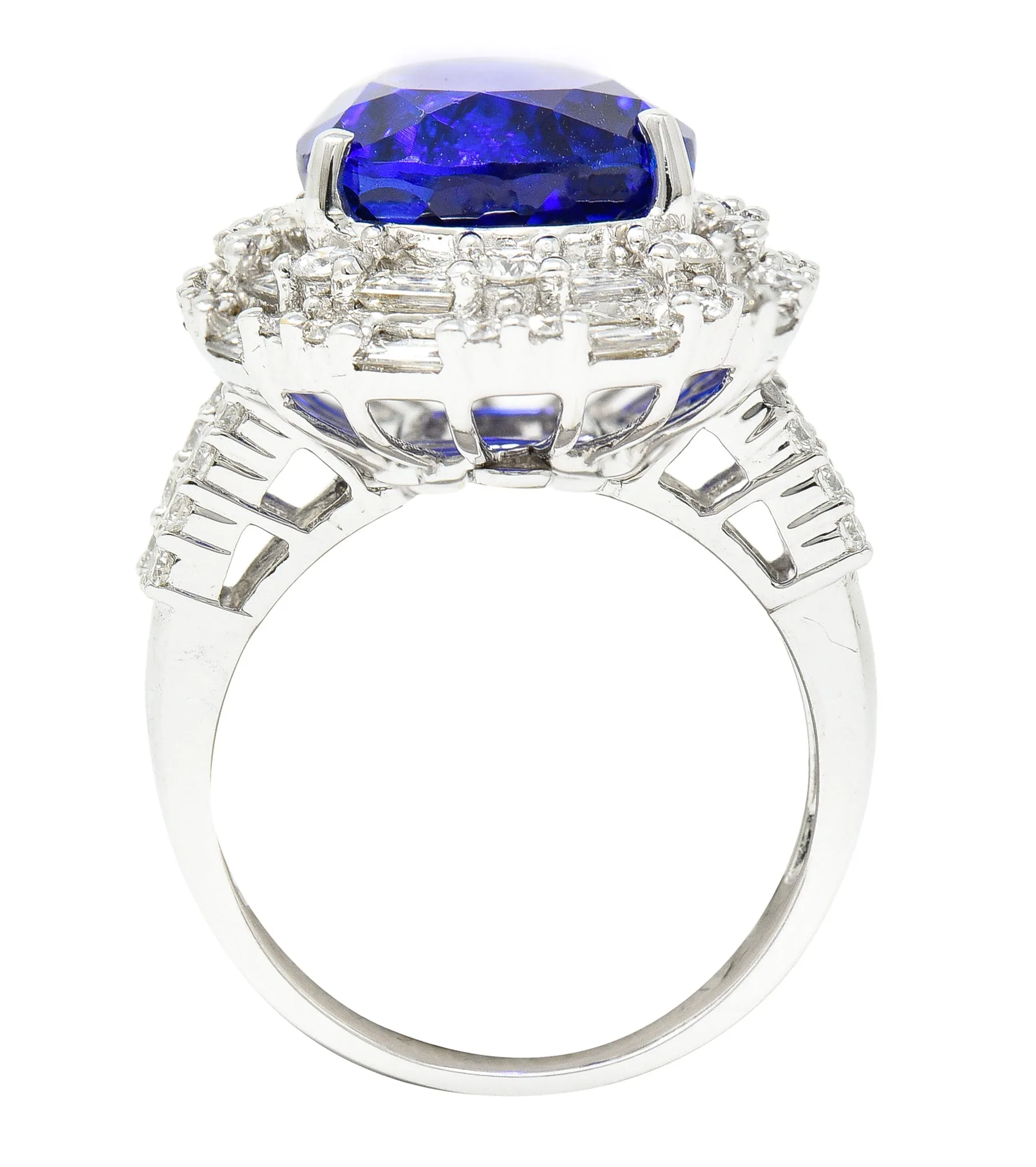 Contemporary 14.22 CTW Pear Cut Tanzanite Diamond 18 Karat White Gold Convertible Pendant Ring