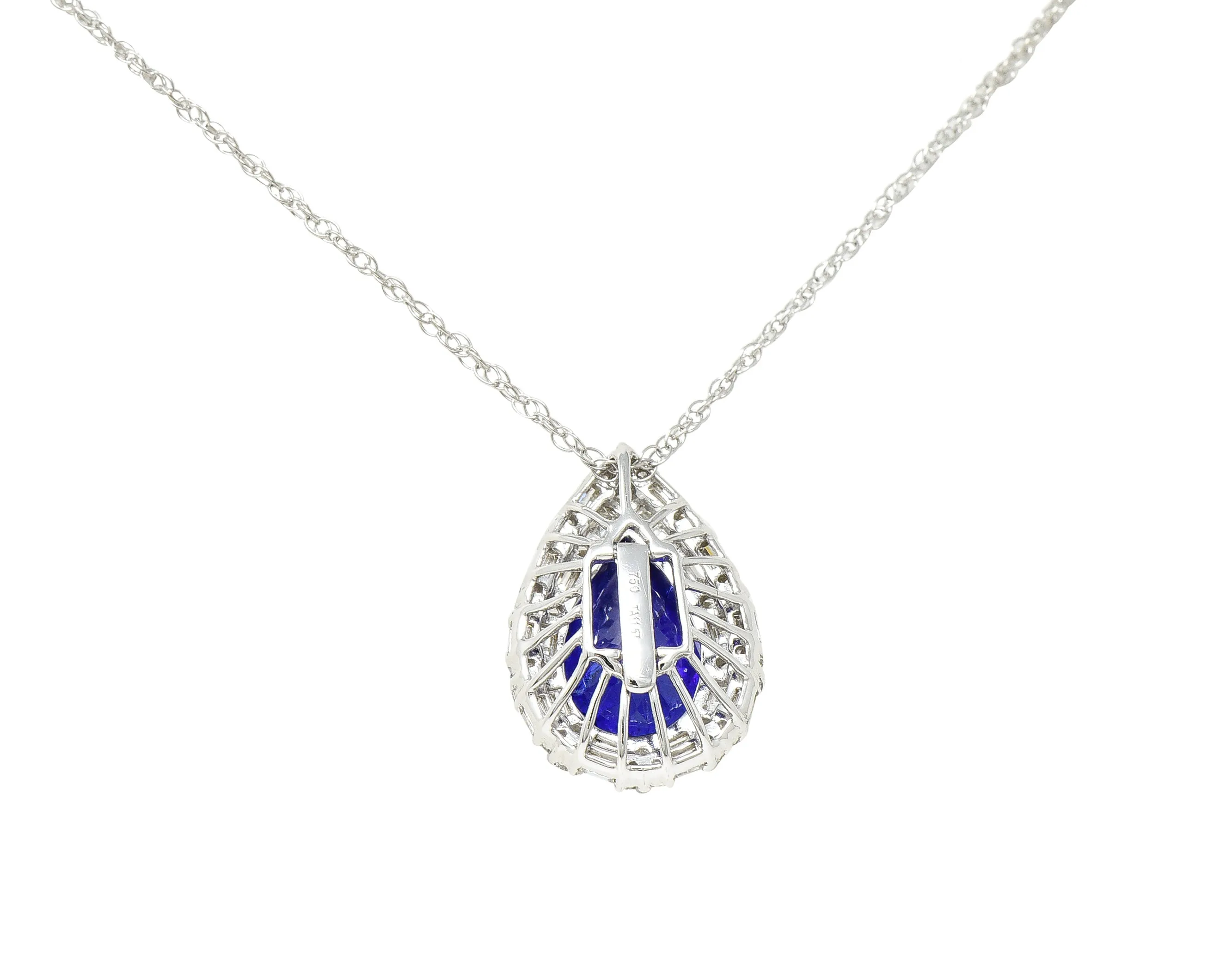 Contemporary 14.22 CTW Pear Cut Tanzanite Diamond 18 Karat White Gold Convertible Pendant Ring