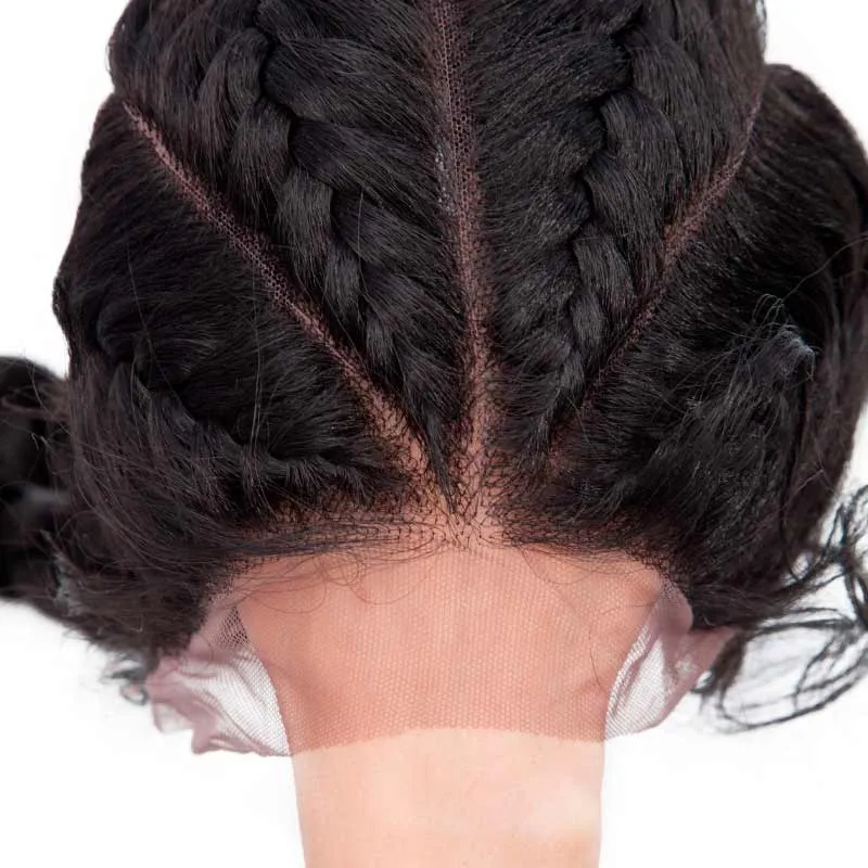 Corncow Braided Wigs Four Box Braids Synthetic Hair Lace Front Wig with Baby Hair