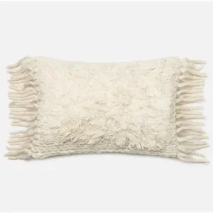 Cream Fringe Lumbar Pillow