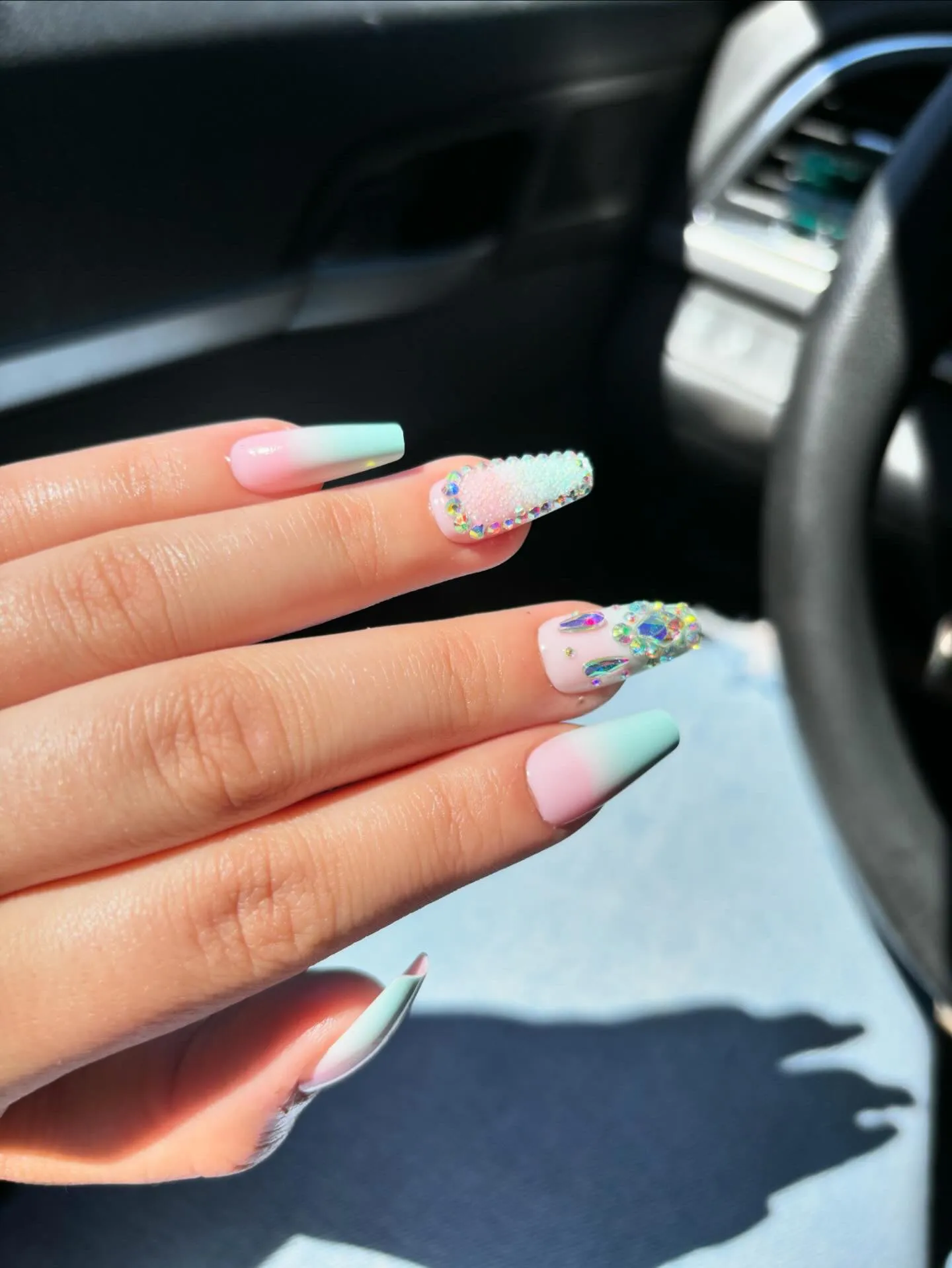 Crystal Ombré False Nails