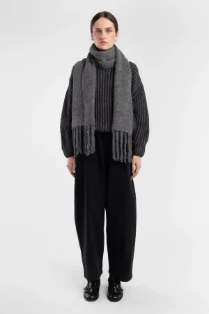 Dark Grey Fringe Scarf