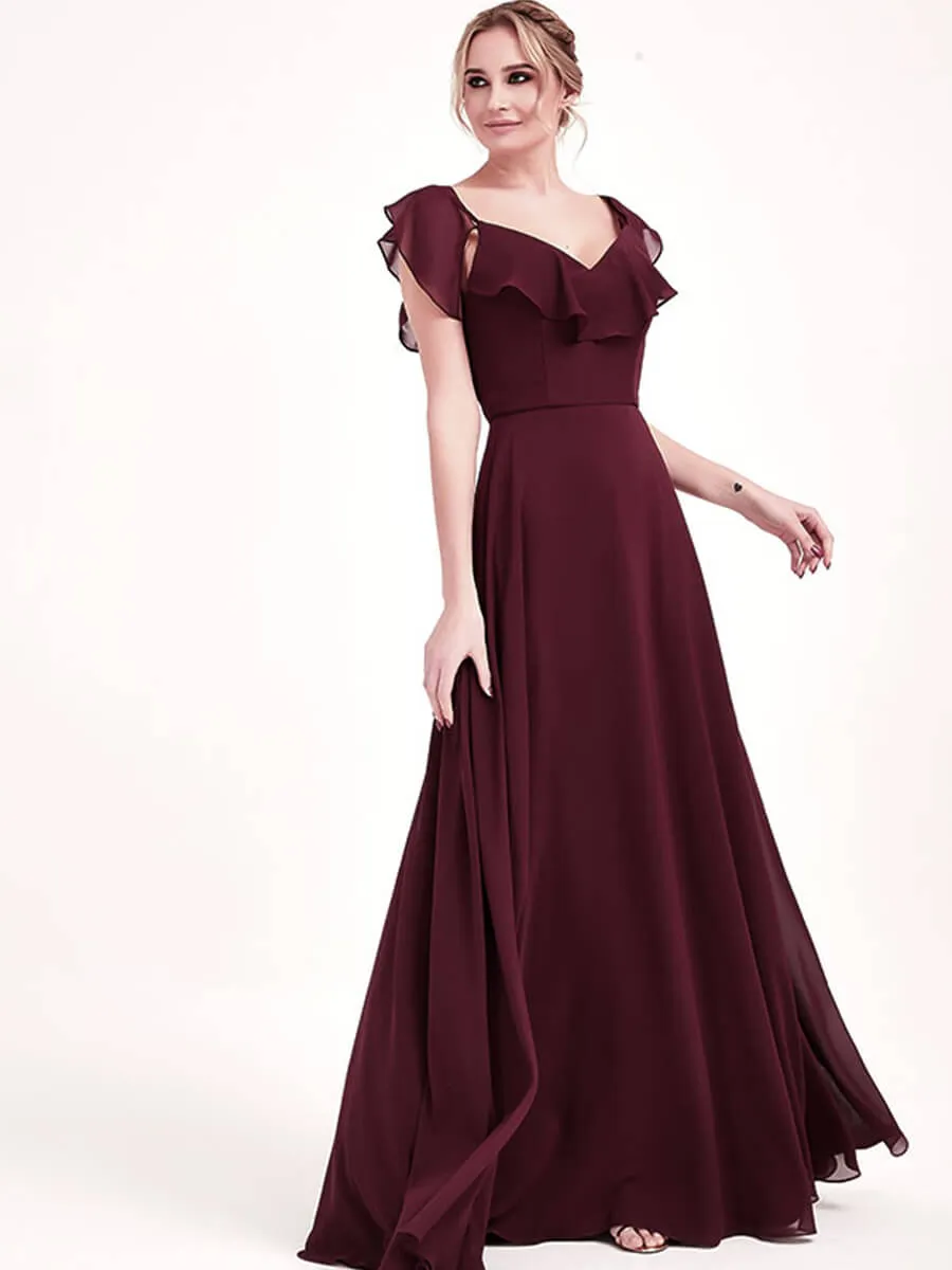Dark Navy Chiffon Cold Shoulder 3 Ways Convertible Bridesmaid Gown